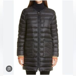 Burberry Bainton Black Icon Stripe Cuff Down Puffer Coat Jacket Size XXS